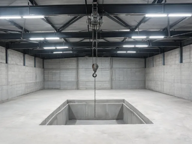 Production cell using a chain hoist over a machine